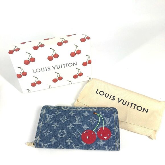 LOUIS VUITTON M23161 Murakami Takashi Monogram Denim Zippy Wallet blue/Red - Picture 1 of 16